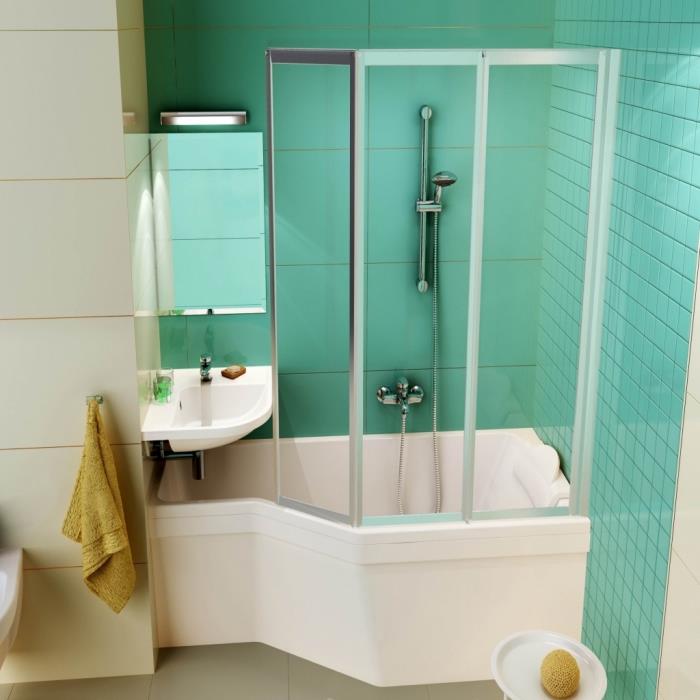 exempel på ett litet hörnbadkar med dusch, litet hörntvättmodell, idé om vilka färger som ska kombineras i ett badrum
