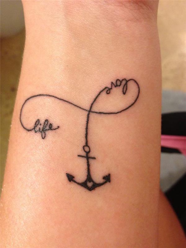 kärlek tatuering på handleden ankare marint liv kärlek enkel