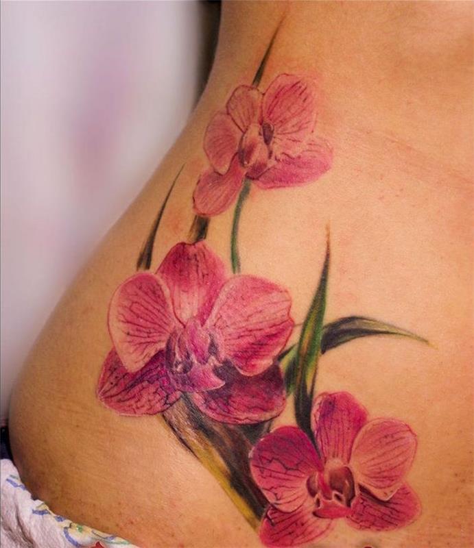 fialové kvety orchidey tetovanie ružové kvety