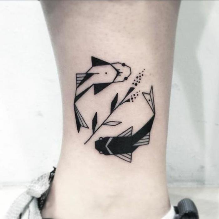 Ryby a yann super nápad, ako si dať vytetovať tetovanie na čiernu nohu na kožu