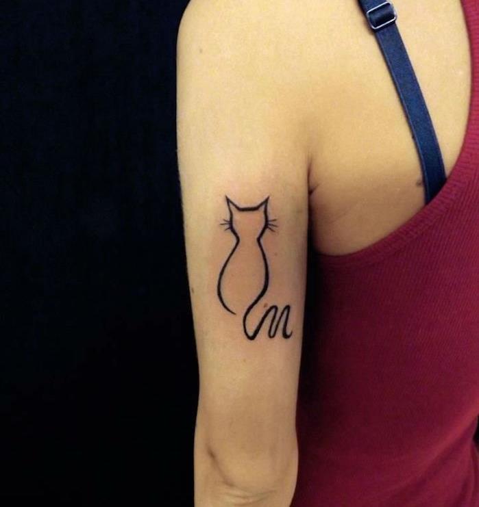 katt silhuett tatuering modell kvinna tatuering slutet djur sfinks