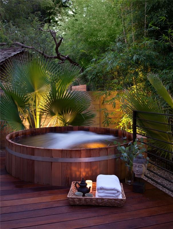 trä spa zen stil dekoration atmosfär korg bad tillbehör