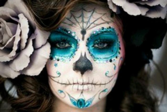 färgstark halloween smink för döda mexico