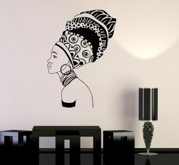 klistermärken-afrika-afrikansk-kvinna-lampa-möbler-i-svart
