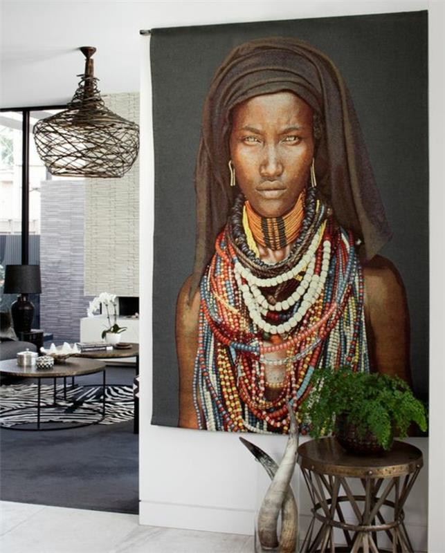klistermärken-afrika-kvinna-vackra-horn-dekorativa-växt-ljuskrona