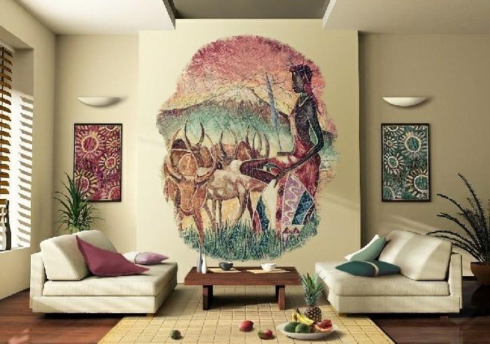 klistermärken-afrika-etniska-prydnader-rosa-och-gröna-kuddar-frukter-parkett-de-bois