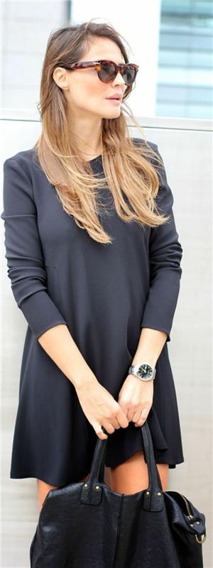 elegantný štýl-čierne šaty-slnečné okuliare-dior