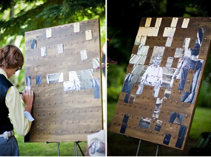 Svadobný stôl nápad kniha návštev scrapbooking kutilstvo svadobné originálne fotografie na vytvorenie hádanky