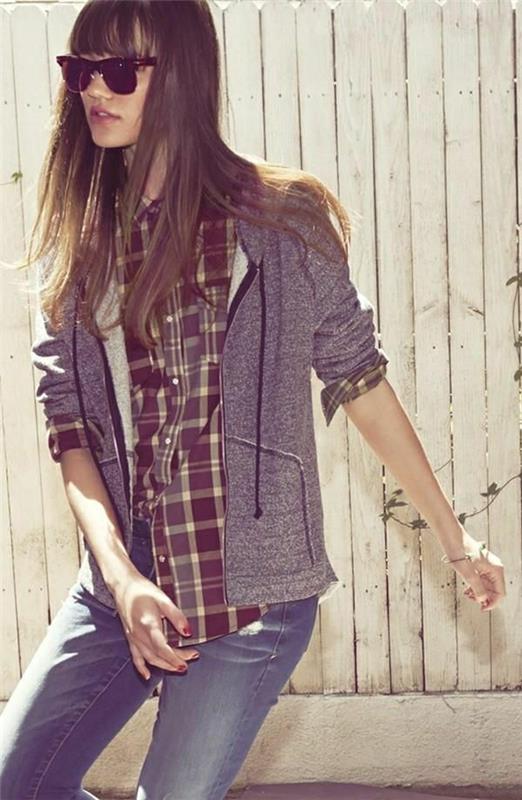 grå-tröja-huva-jacka-kvinna-solglasögon-mode-trend