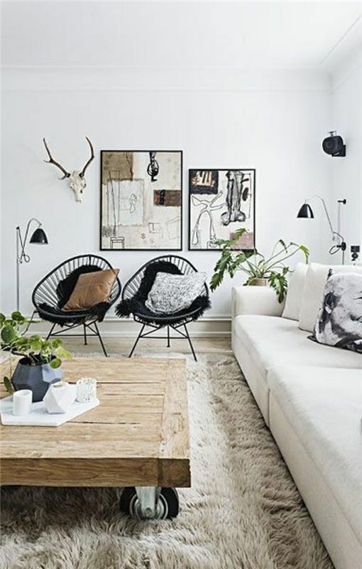 drevený-konferenčný stolík-béžový-koberec-obývačka-kokonová-atmosféra-biele-steny
