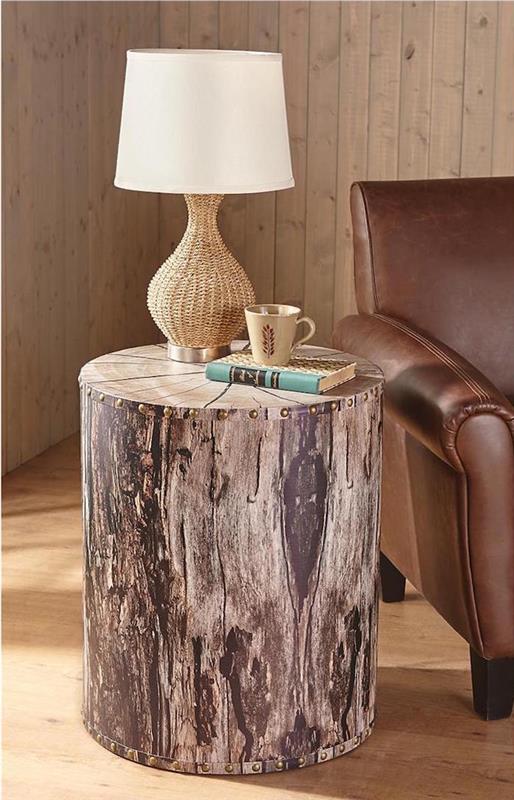 طاولة قهوة جذع شجرة ريفي لديكور على طراز الطبيعة مع سجل خشبي