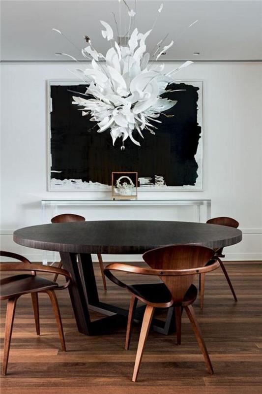 okrúhly jedálenský stôl-jedálenský stôl-elegantné stoličky