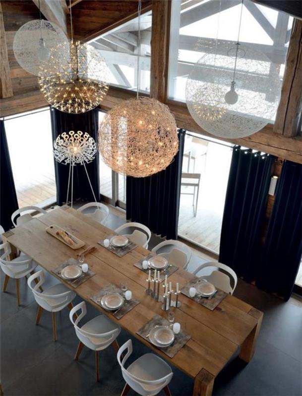 Závesné svetlá na škandinávsky dekor, jedáleň, jedáleň a stôl