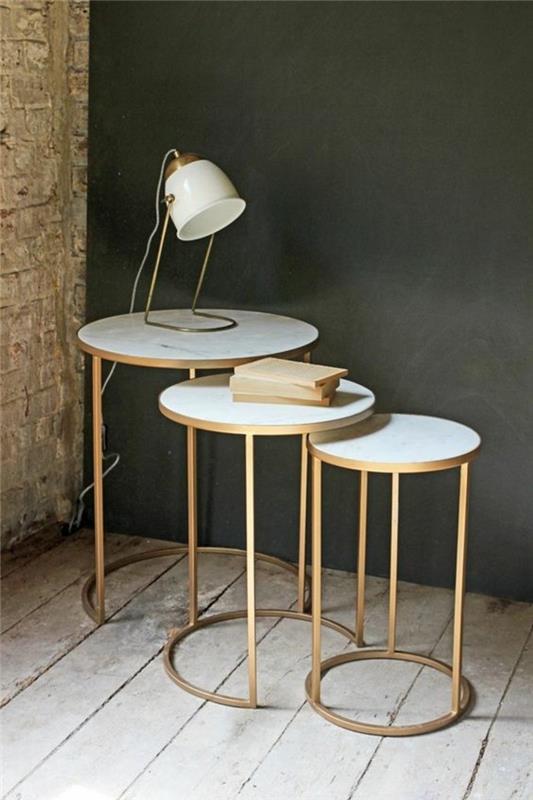 okrúhly-stolový-model-modelu-stola-deštrukcie-s-bielou-mramorovou doskou