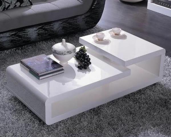 طاولة - مطلية - بيضاء - بأشكال حديثة