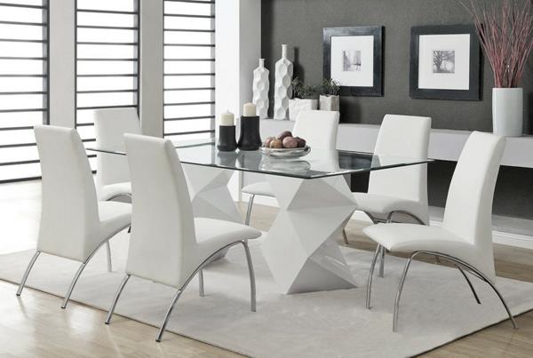 معاصر - أبيض - طلى - طاولة - وكراسي - بيضاء