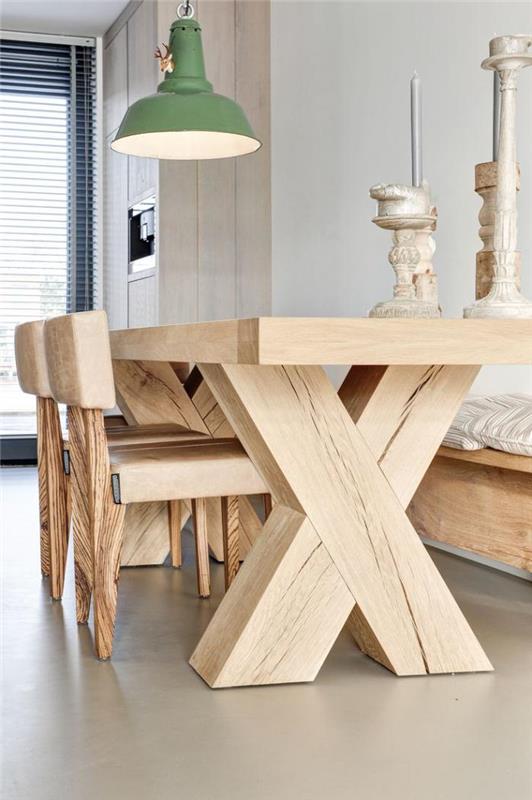 rustikálny-svetlý-drevo-stôl-masív-kuchynský stôl