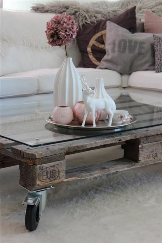 rustikálny-stôl-paleta-stôl-sklenená doska