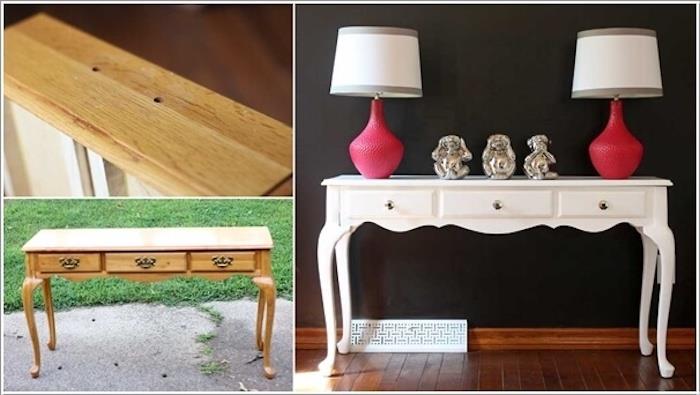 Vintage stôl premaľovaný na bielo, natieranie dreveného nábytku, akou farbou premaľovať drevený nábytok