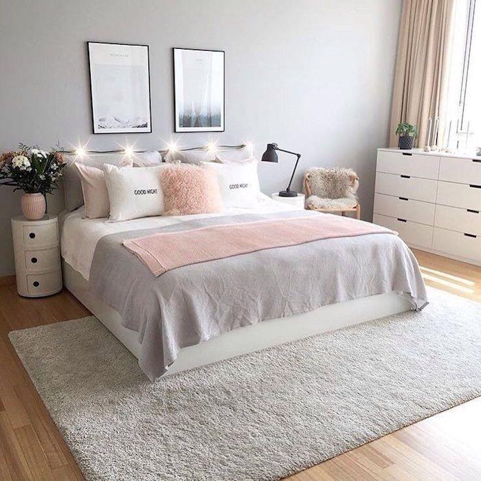 Najkrajšia spálňa na svete sivá a ružová spálňa ružová a sivá spálňa pre dospelých moderný koberec a stôl