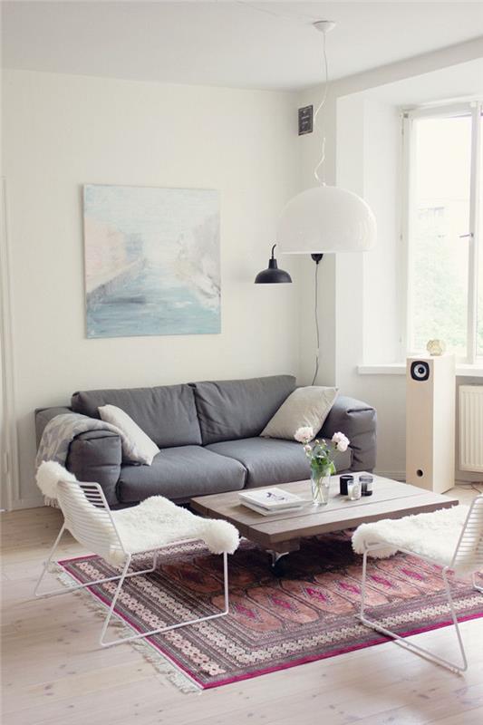 st-maclou-matta-för-vardagsrummet-med-grå-soffa-och-vitt-vardagsrum-lampa-vita väggar