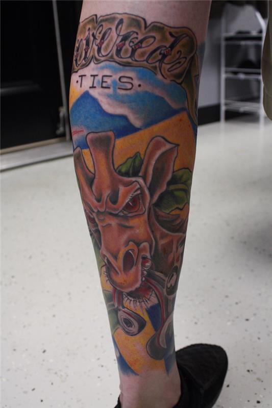tetovanie tetovania na lýtku farbí tetovacie žirafie stehno