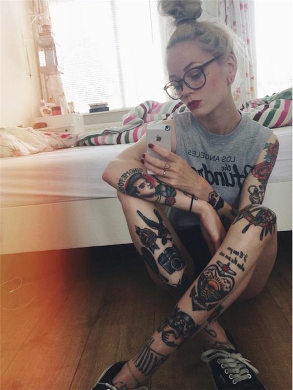Old school tattoo, čo znamená old school tetovanie pre ženy s manžetou
