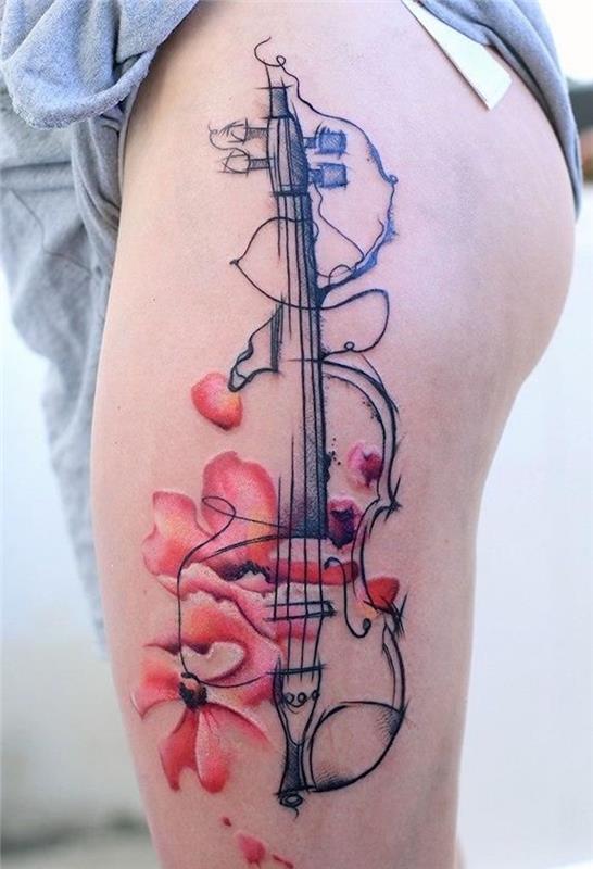 vzory tetovania na husľové stehno