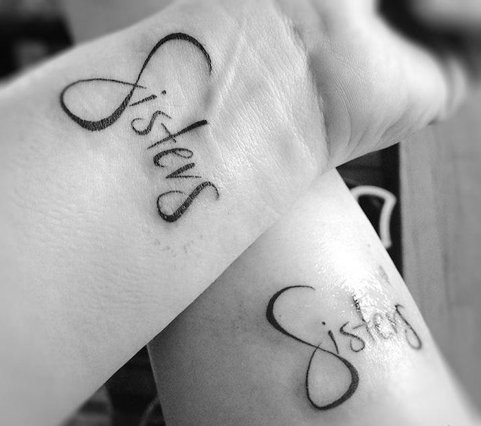 oändlighetstatueringar på handleden i vanliga systrar tatuering