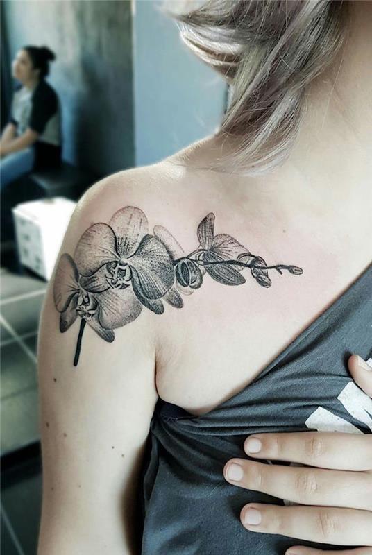 tetovanie kvetov orchideí tetovanie ramena s kvetom orchidey