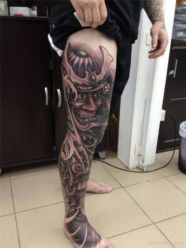 Japonské tetovanie irezumi noha muž samuraj démon Japonsko