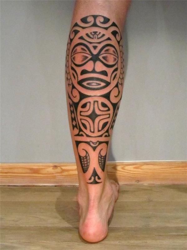 Maorské tetovanie lýtkový kmeňová polynézska maska