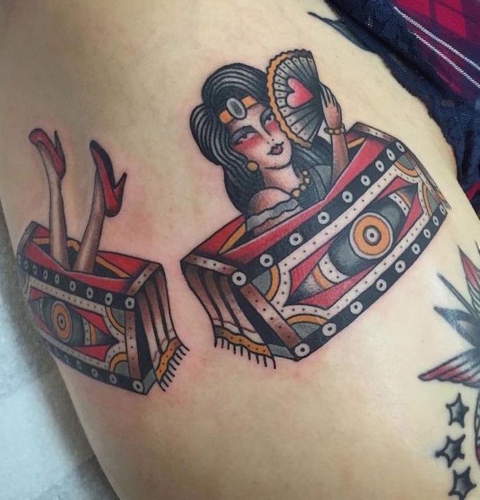 burlesque pin up tattoo bohémske tetovanie