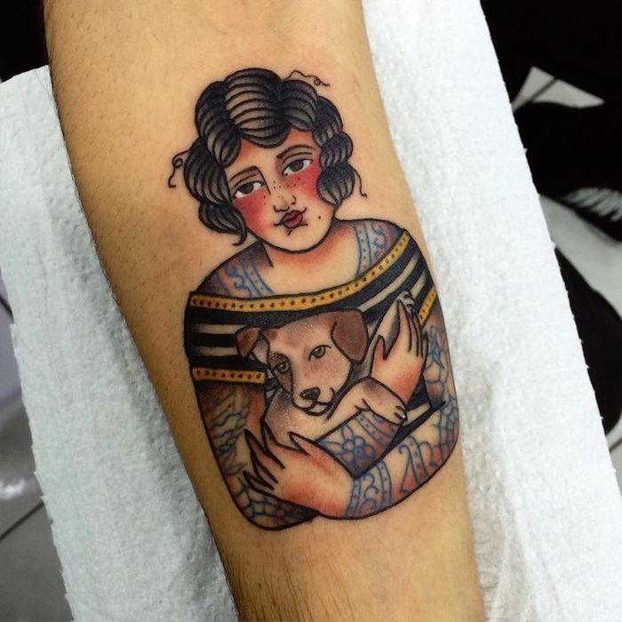 tetovanie pin up žena tetovanie a jej pes