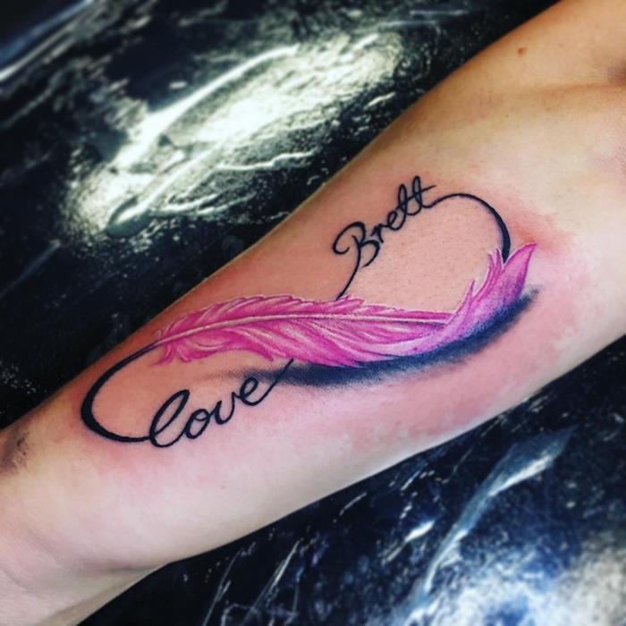 tetovanie nekonečna tetovanie ružové perie láska krstné meno