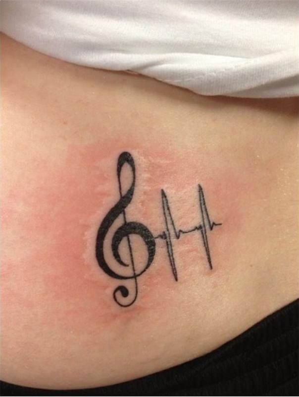 tetovanie husľový kmitočet frekvencie hudba brucho