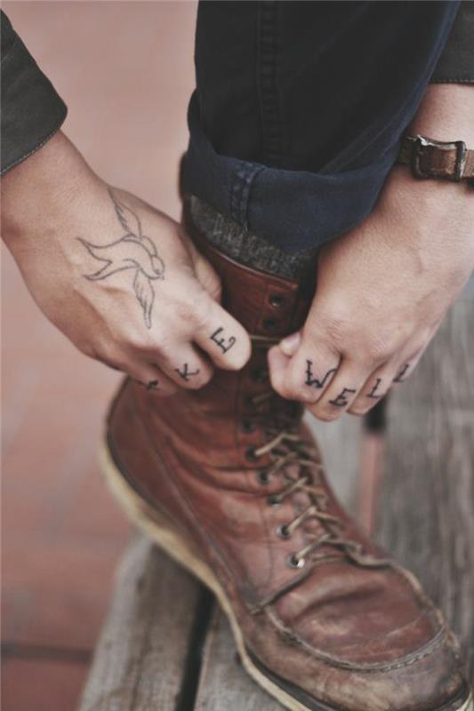 tetovanie na prstoch pre mužov, tetovanie na písmeno