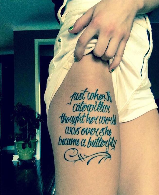 tetovanie ženy na tetovanie stehna