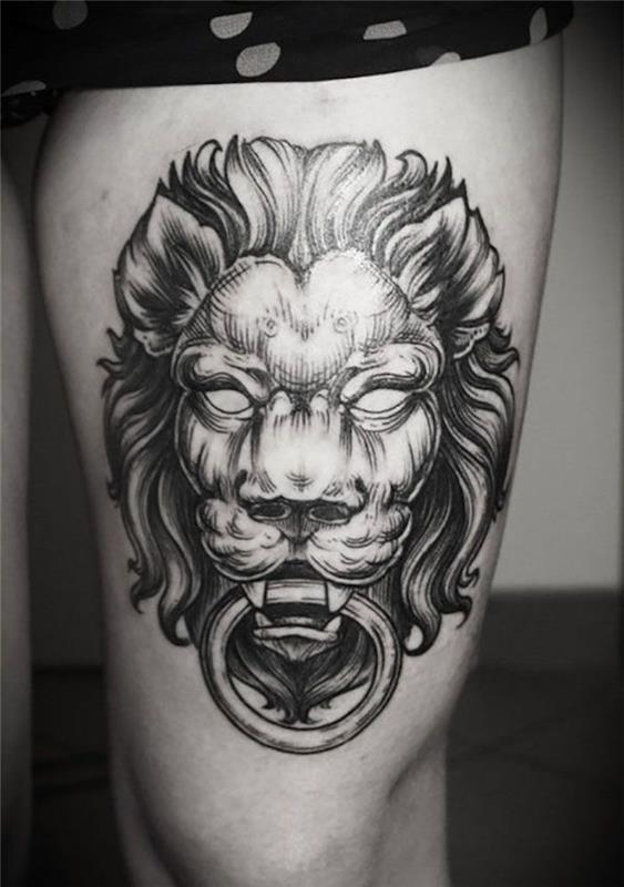 Grécke sochárske tetovanie leva na hlave leva