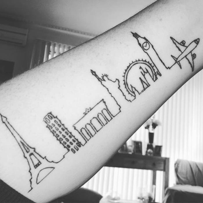 Cestovanie tetovanie známych miest sveta skvelý nápad na tetovanie