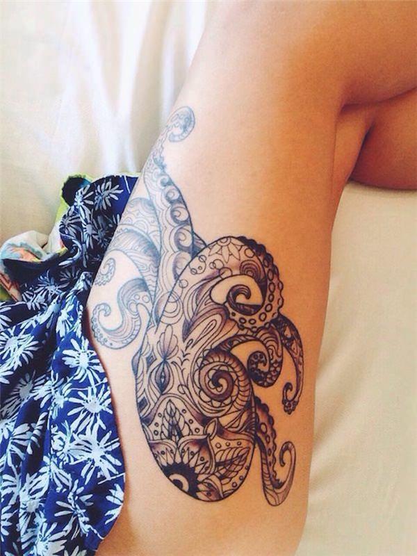 tetovanie chobotnice na nohe tetovanie na chobotnici