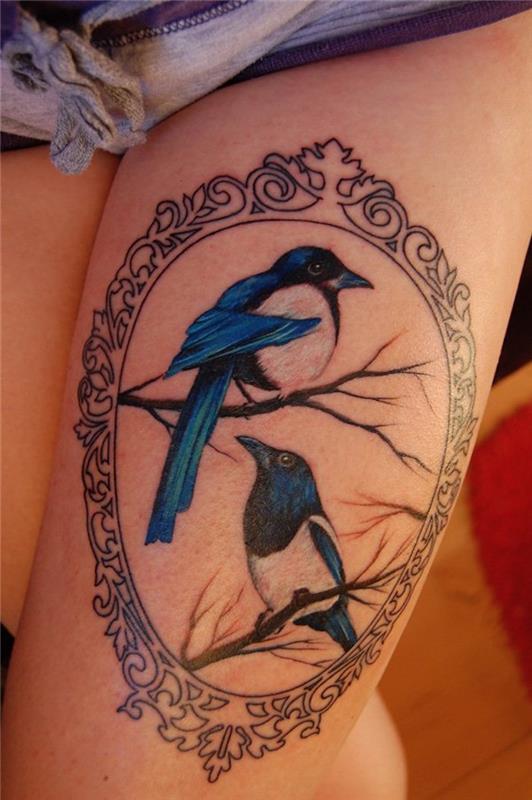 tetovanie stehna žena tetovanie za stehnom vtáky