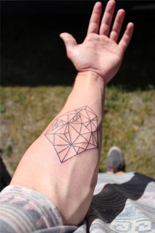 Tatuaggi piccoli significativi sull'avambraccio con form geometriche semplici