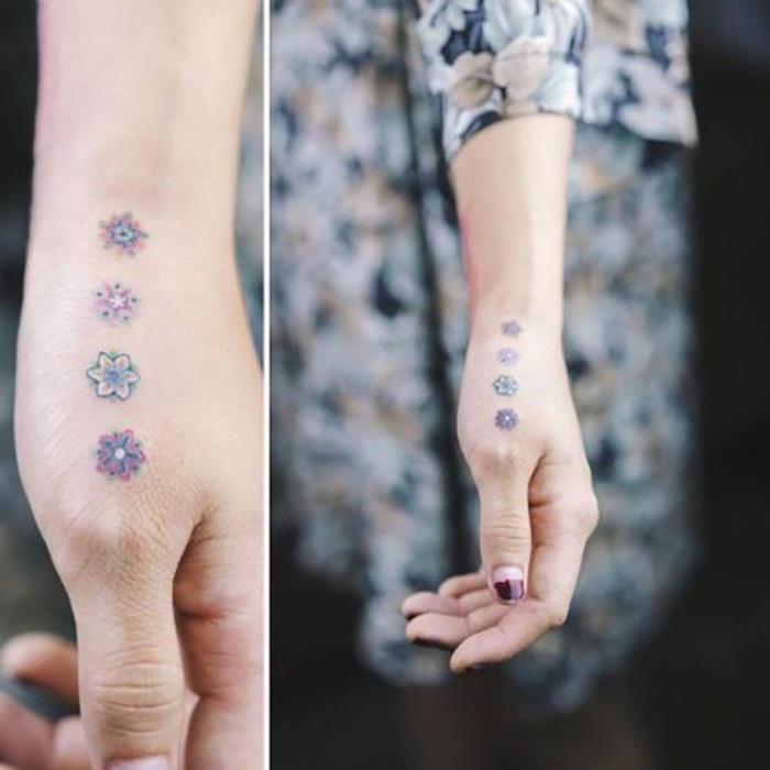 Kvetinové tetovanie, tetovanie, polkruhová farba a farbenie