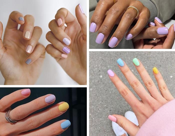 trend manikúry pastelové farby nail art jar 2021 lak na nechty rôzne farby
