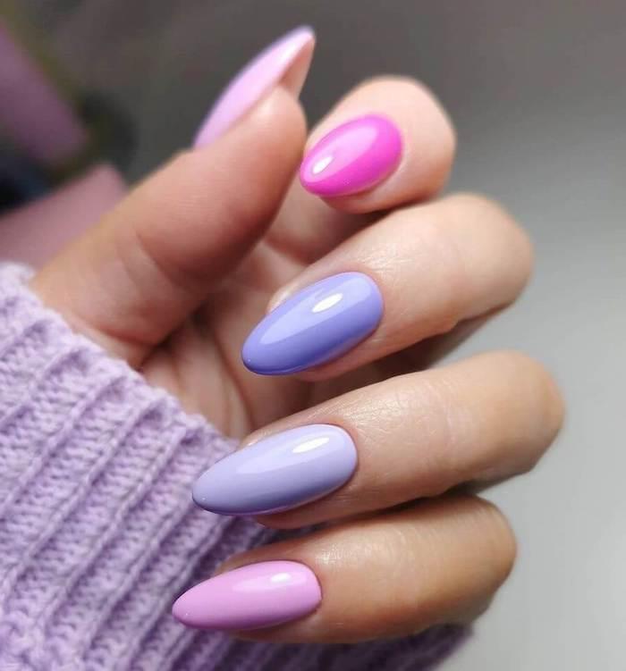 trender gel naglar långa färger lavendel lack nyanser sommar manikyr