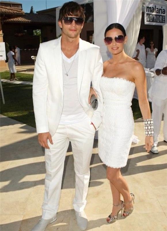 biely outfit muž a žena biely oblek