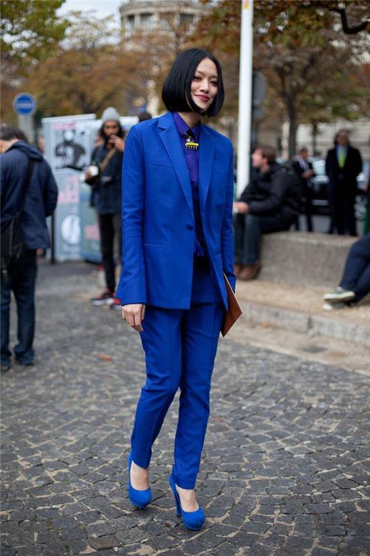 monokrom chic vision med en byxdress för kvinnor i blått