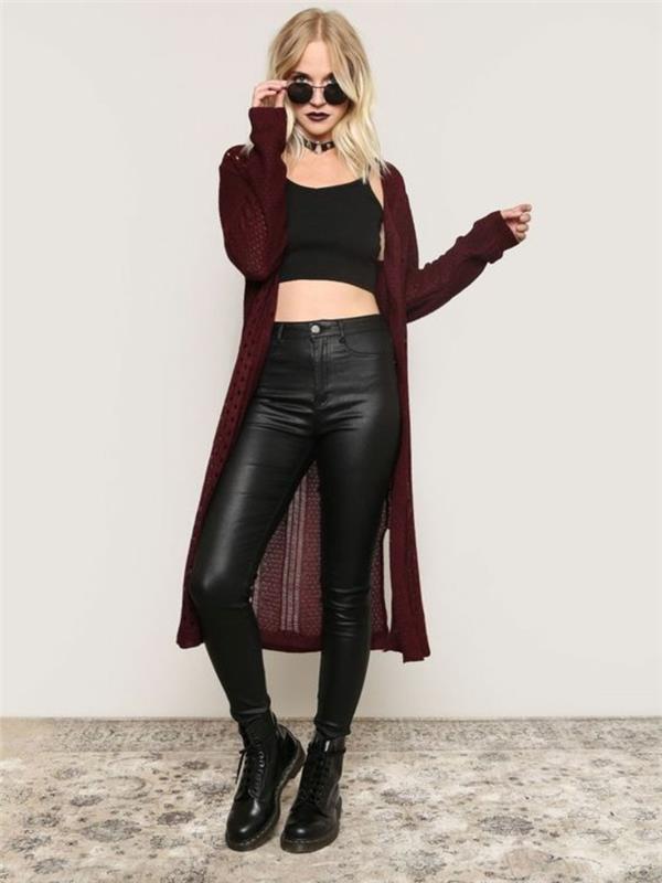 outfit-style-grunge-slim-läder-top-cropped-ankelboots