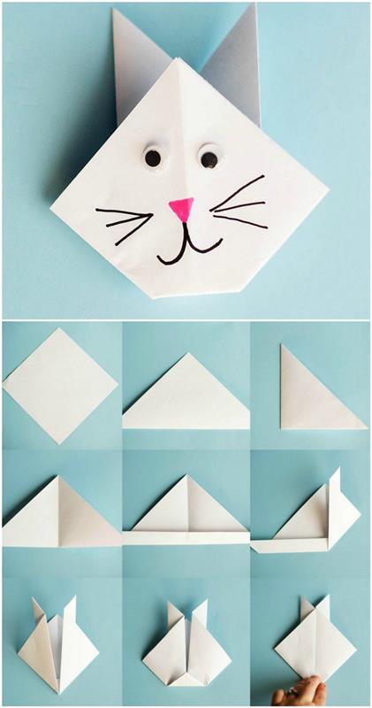 ako vyrobiť papierové zvieratká, nápad na veľmi originálny model origami mačky so svojimi deťmi